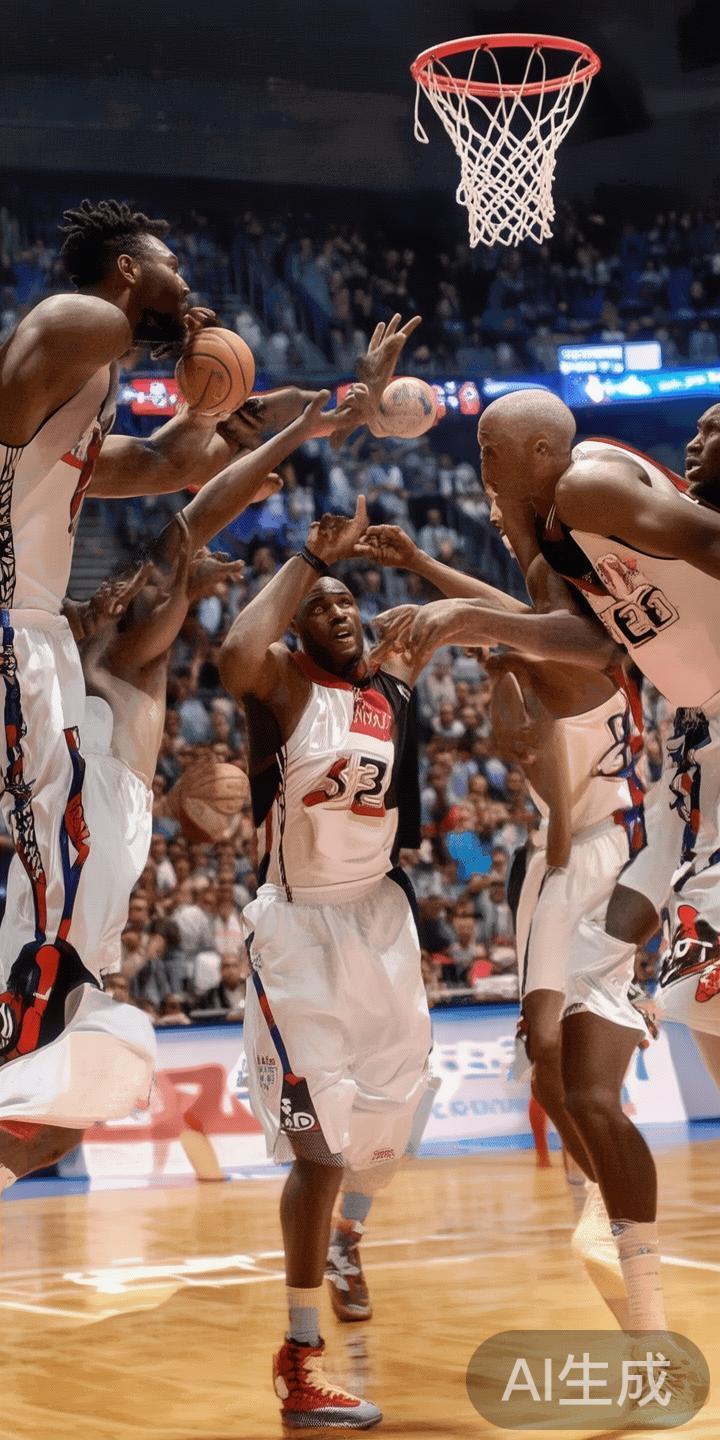 在激烈的篮球比赛中，球队的战术布局和球员定位直接决